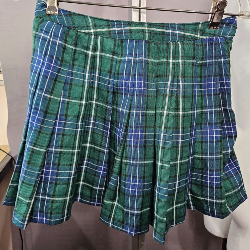 Green Plaid Pleated Mini Skirt Forever 21 Size S Academia School Girl Gothic Emo
